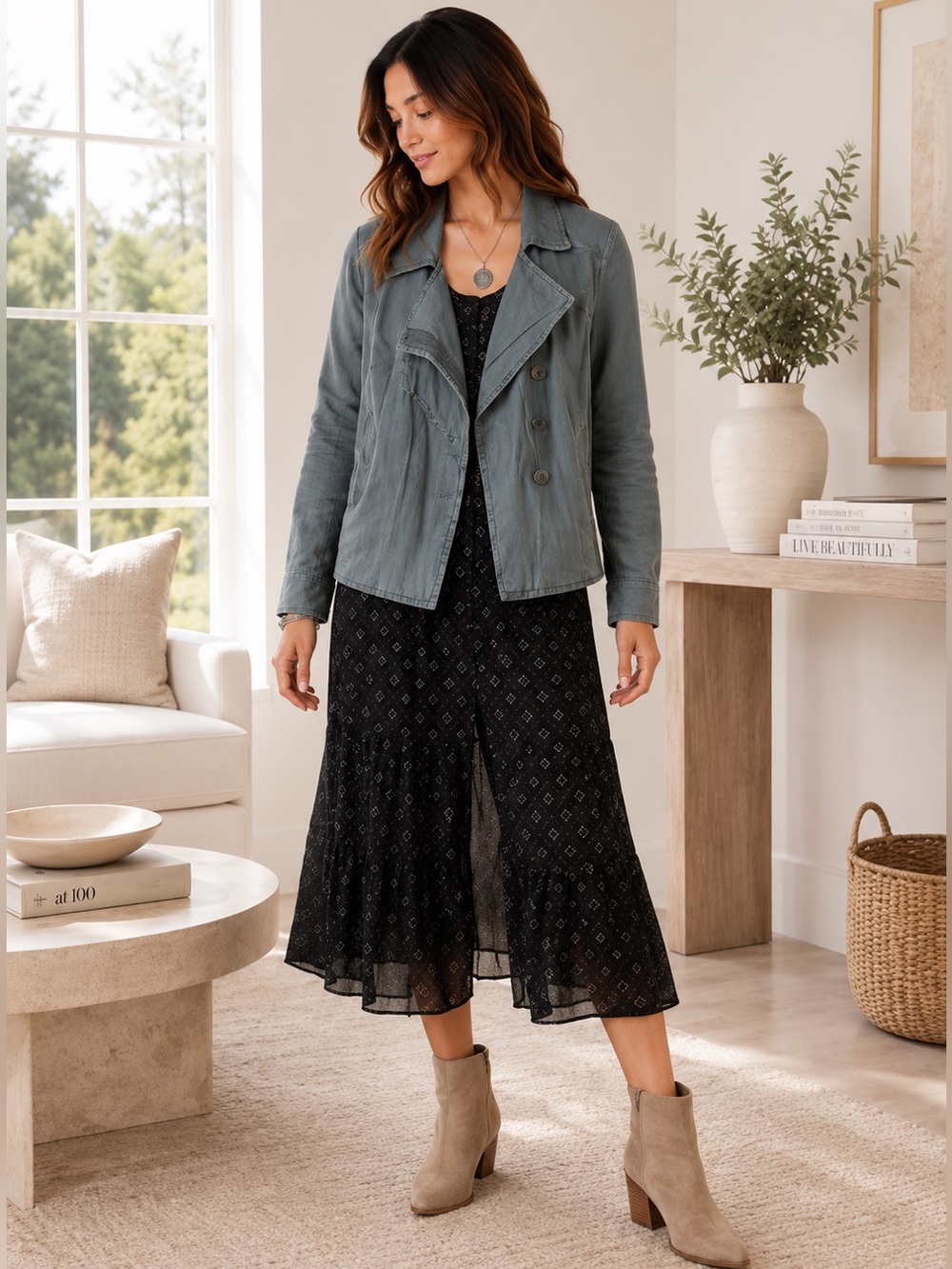 Free People Slate Green Linen Moto Jacket Boho Utility NWT XS